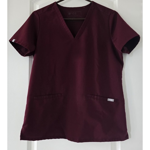 Figs Technical Collection Scrub Top Burgundy 2 Pocket Women's Size‎ S PO#1645 - Picture 3 of 8